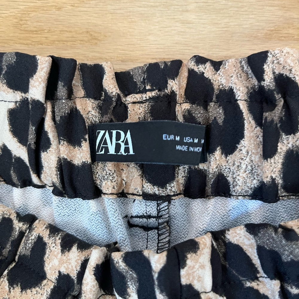 Zara High Waist Leopard Print Shorts - Black and Tan - Picture 3 of 3